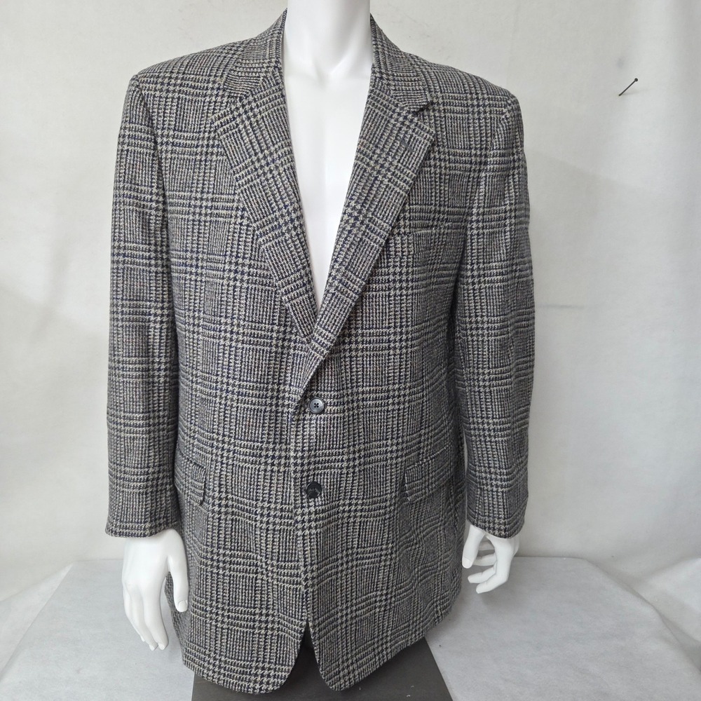 Mens Glen Plaid Blazer Sport Coat Jacket Vintage Tweed‎ Classic Two Button 48R
